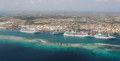 Aerial view of the Port of Oranjestad, Aruba