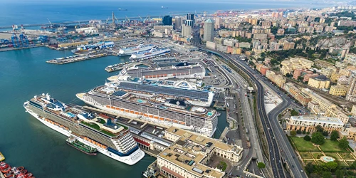 Aerial view of the Port of Genoa, Italy