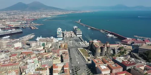 Aerial view of the Port of Naples, Italy