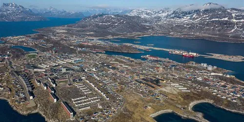 Aerial view of the Port of Nuuk, Greenland