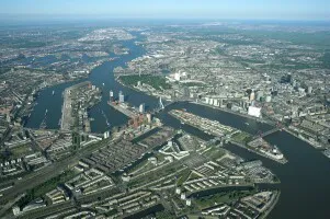 Aerial view of the Port of Rotterdam, Netherlands