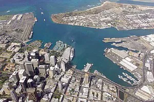 Aerial view of the Port of Honolulu, Hawaii