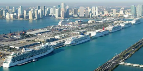 Aerial view of the Port of Miami, Florida