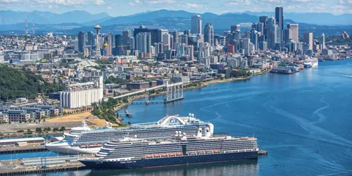 Aerial view of the Port of Seattle, Washington