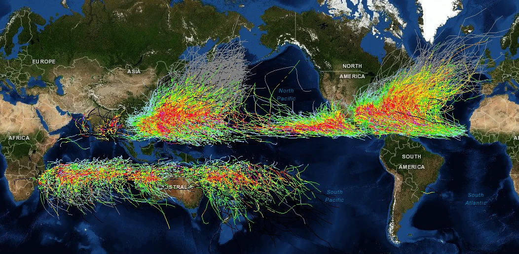 Historical Storm Tracks Map